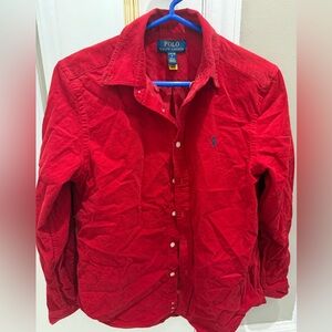Polo Ralph Lauren Boys Red Button-Up Corduroy Shirt